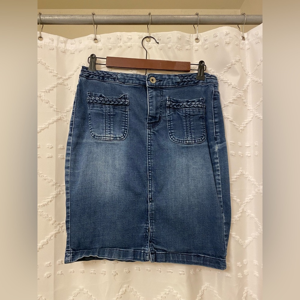 Faded Jean Pencil Skirt